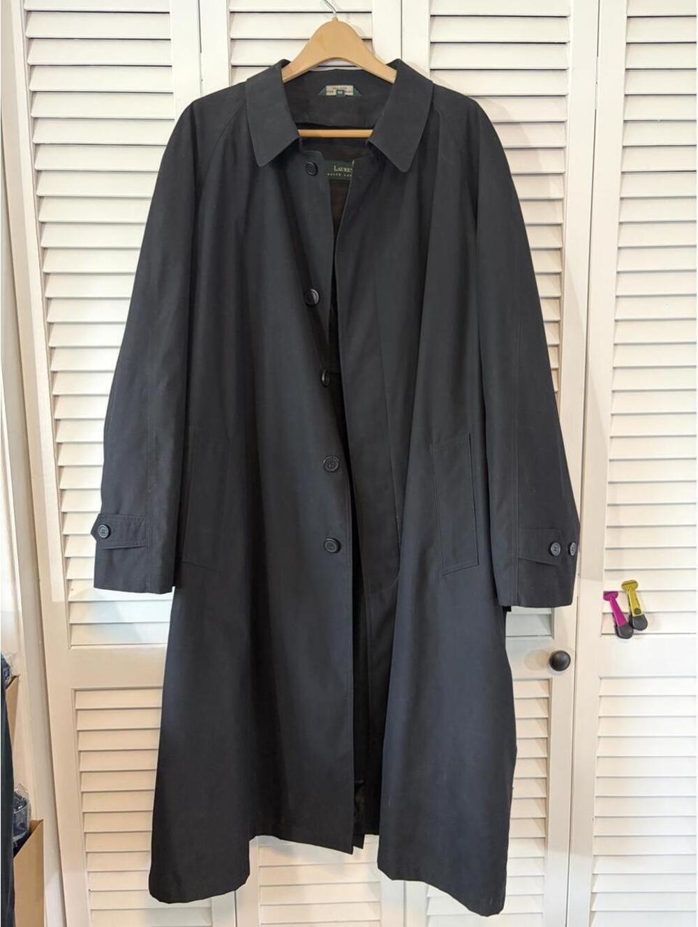 Ralph Lauren Men's Black Trench Coat 48R